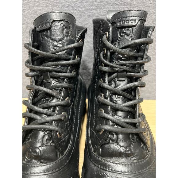 Gucci A/W 2011 Duck Combat Boots GG Guccissima Monogram Leather Men’s Size 8.5G - Picture 6 of 15